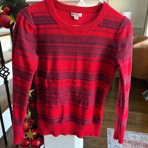 Merona Red and Navy Women's Crew Neck Sweater